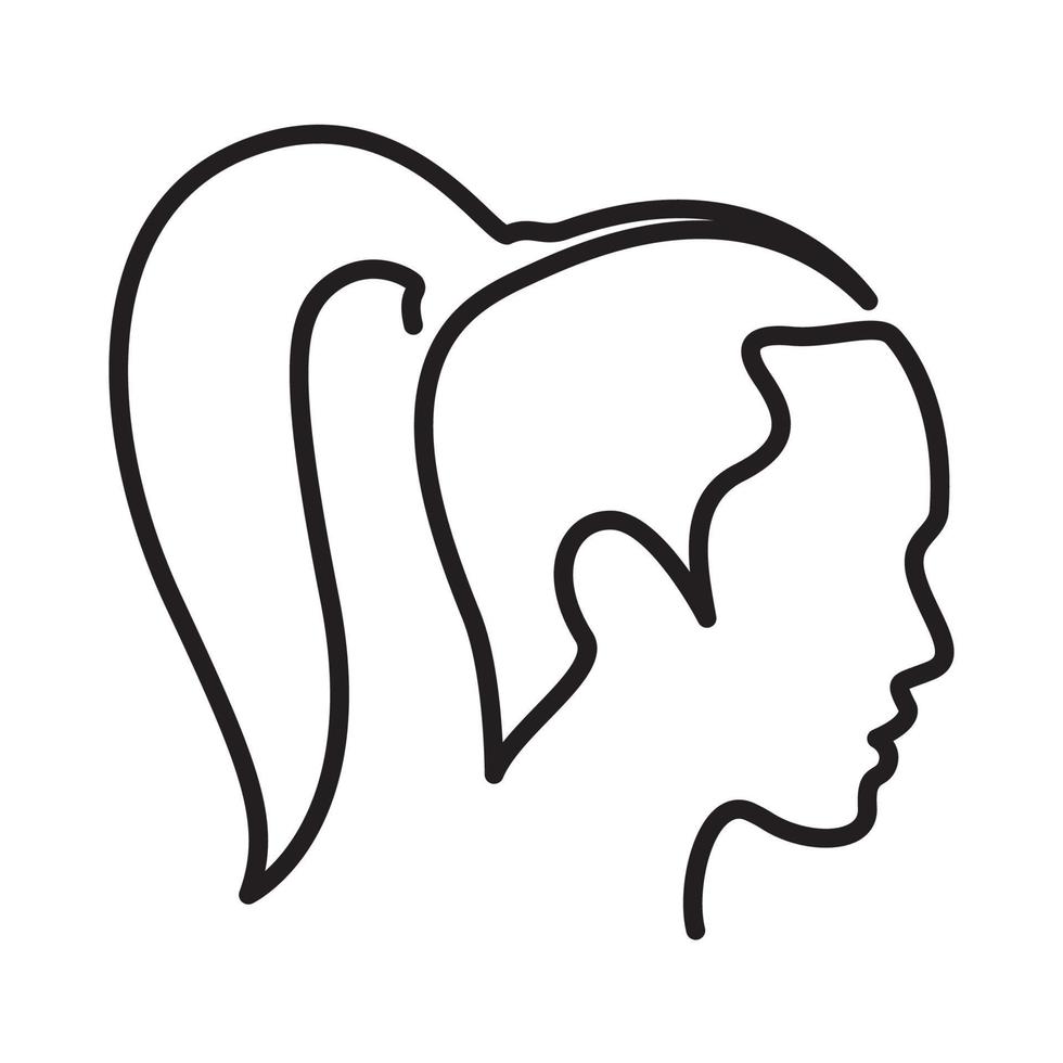 jeune homme tête lignes cheveux longs logo vecteur symbole icône conception graphique illustration