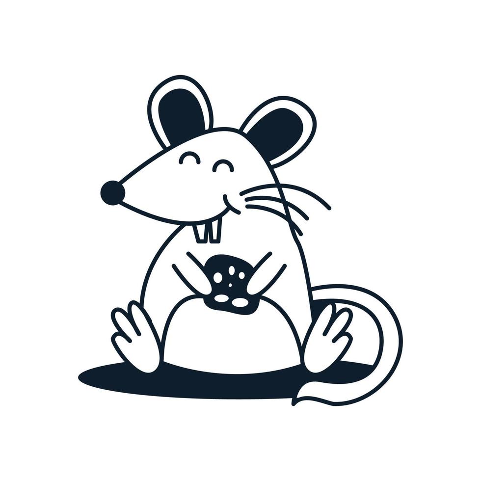 rat ou souris ou musaraigne dessin animé mignon logo icône illustration vectorielle vecteur