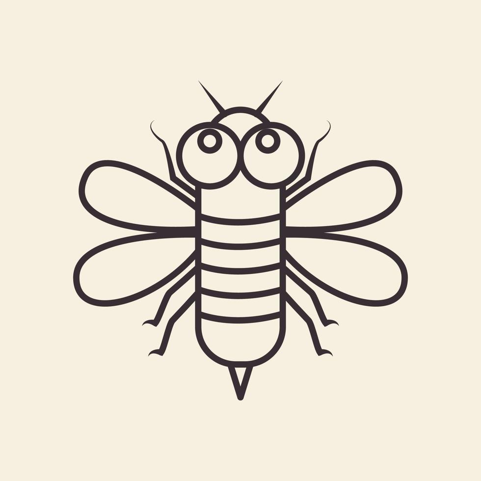 animal insecte miel abeille lignes dessin animé logo design vecteur icône symbole illustration