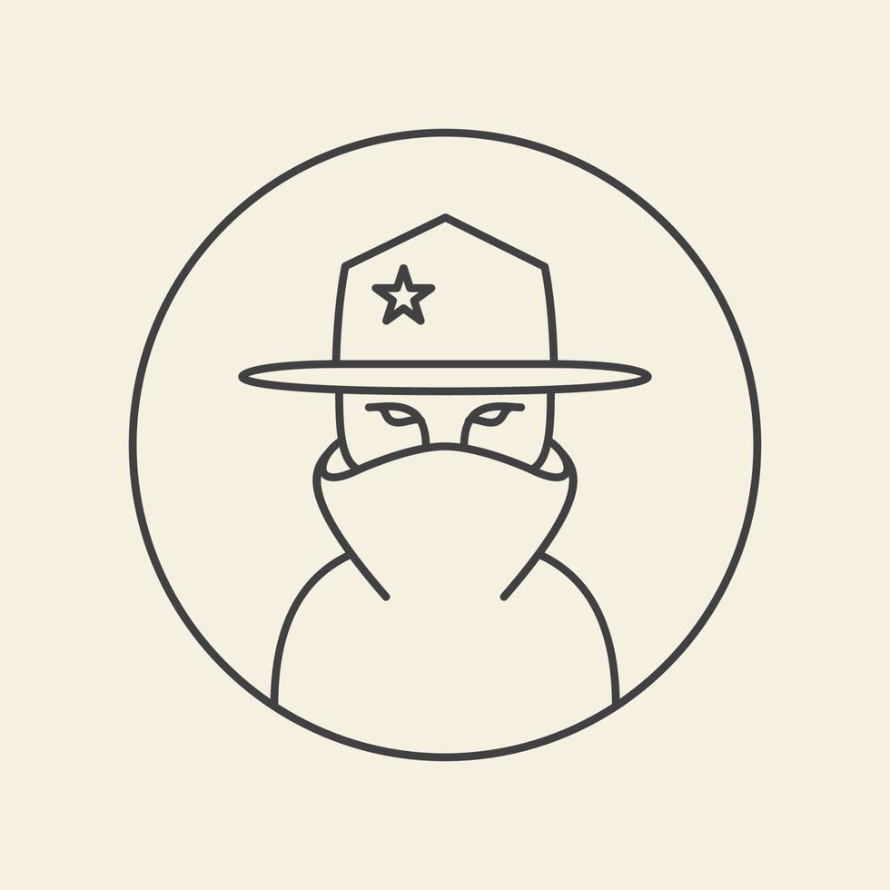 chapeau tête shérif lignes logo vecteur icône symbole conception graphique illustration
