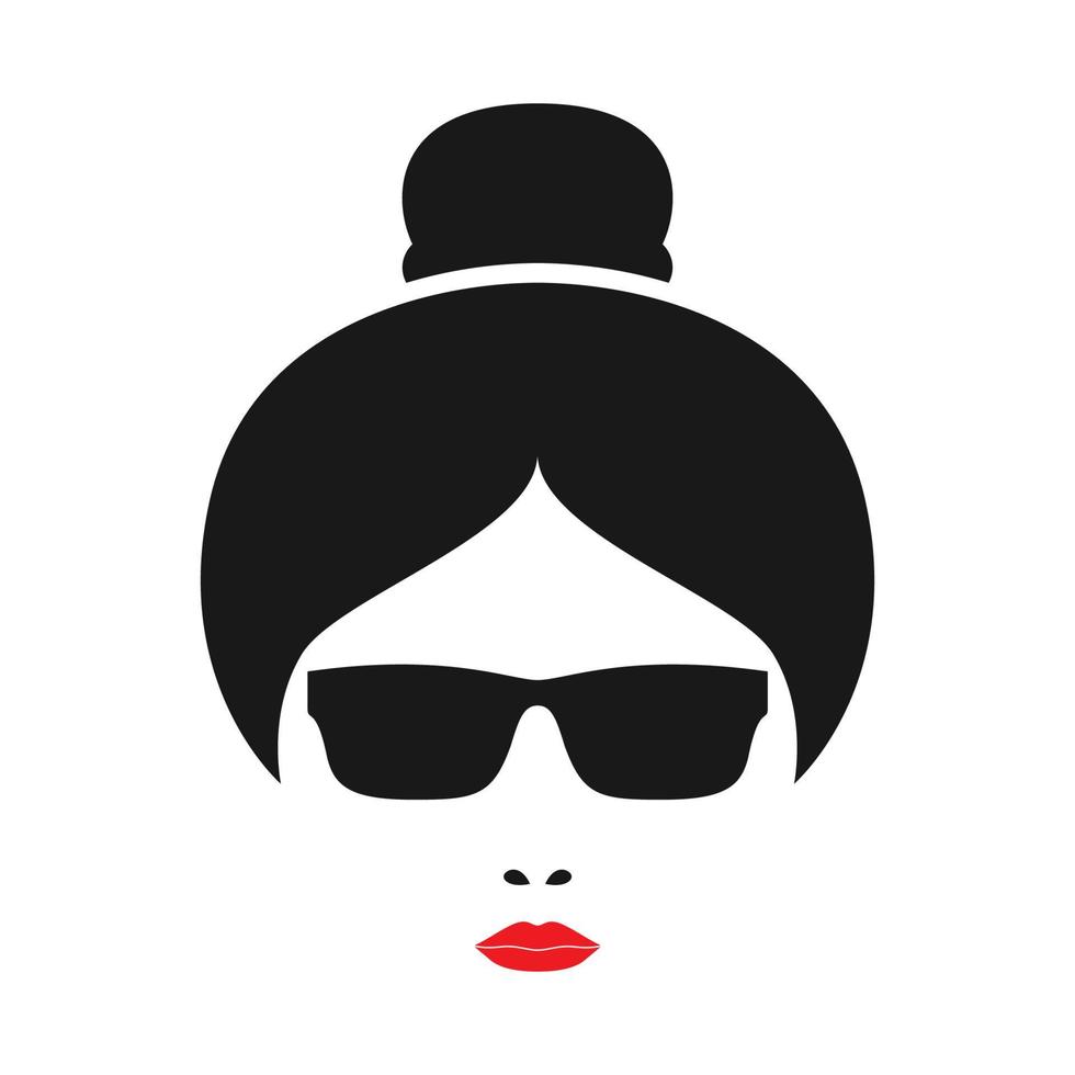 femme japon cool avec lunettes de soleil logo design vecteur symbole graphique icône signe illustration idée créative