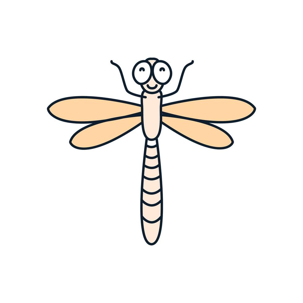 animal insecte libellules lignes heureuses logo vecteur icône illustration design