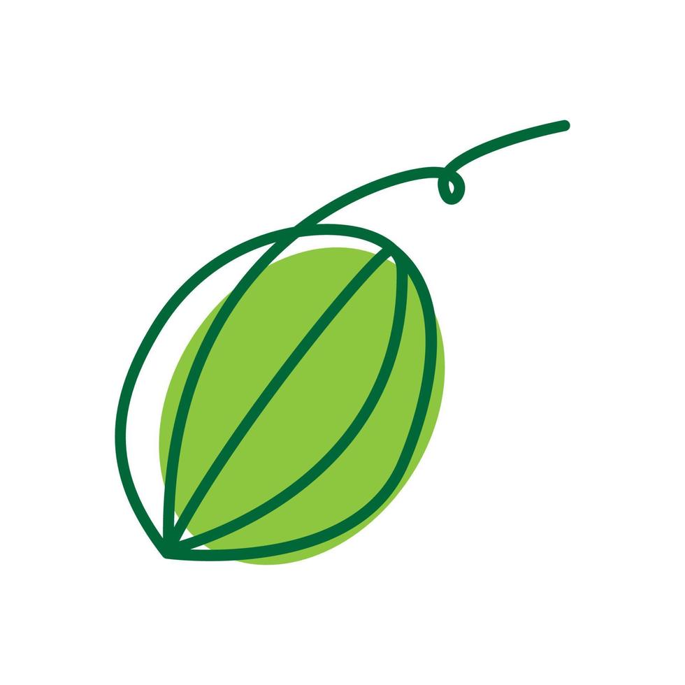 fruits frais pastèque dessin au trait vert logo design vecteur symbole icône illustration