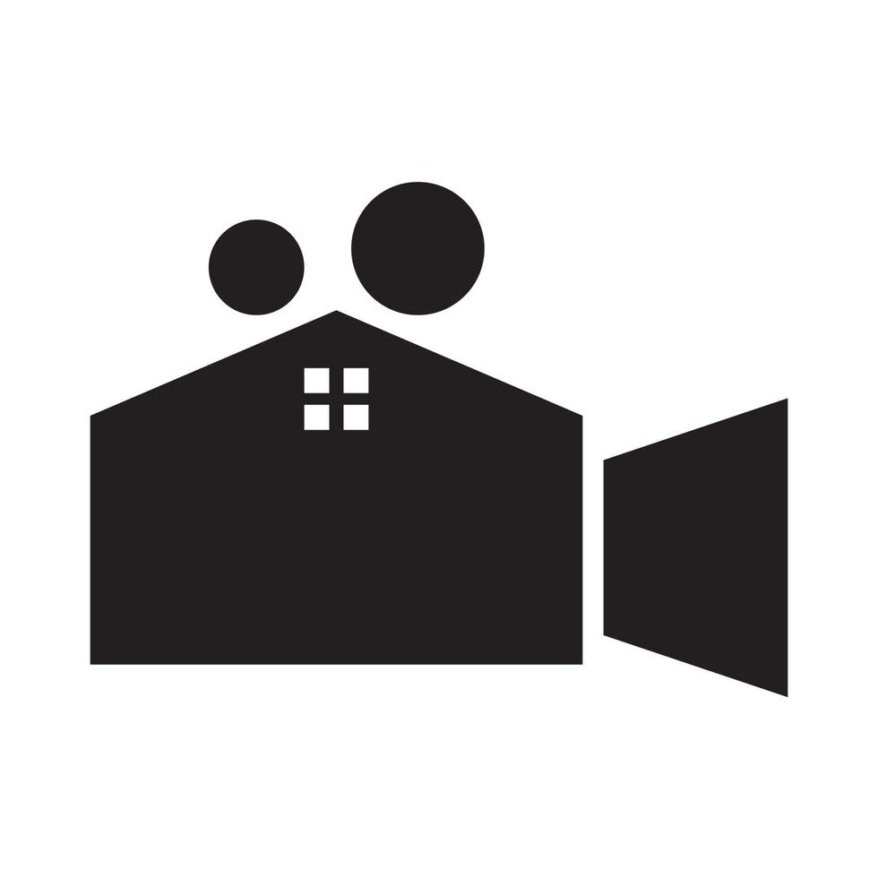 forme de maison avec enregistrement vidéo logo vecteur symbole icône illustration de conception