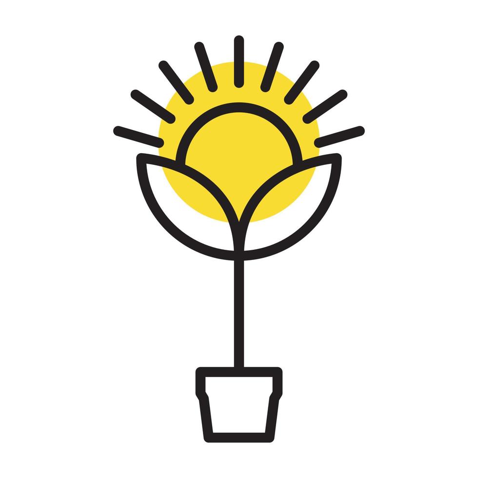 lignes de plantes hipster tournesol logo symbole icône illustration de conception graphique vectorielle vecteur