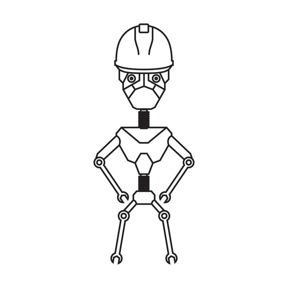 ouvrier du bâtiment robots lignes logo symbole icône vecteur conception graphique illustration