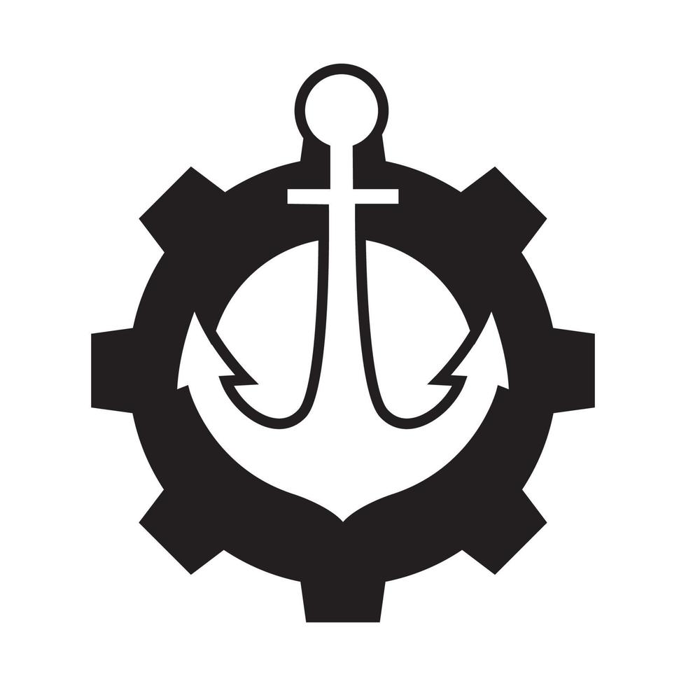 ancre avec engrenage logo symbole vecteur icône illustration design