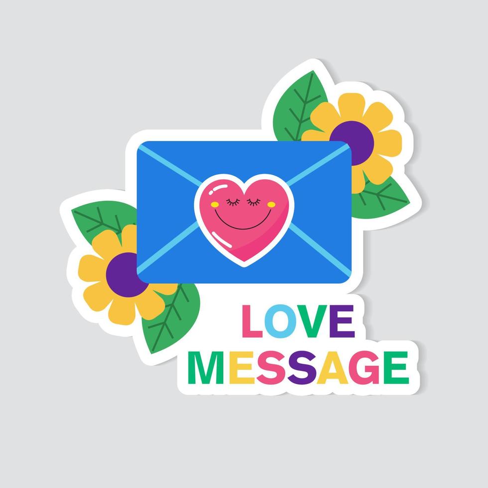 l'autocollant est un message d'amour. un coeur souriant dans une enveloppe. vecteur