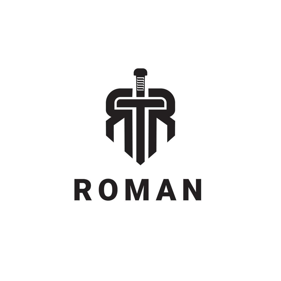 symbole de l'épée initiales lettre rr création de logo romain vecteur