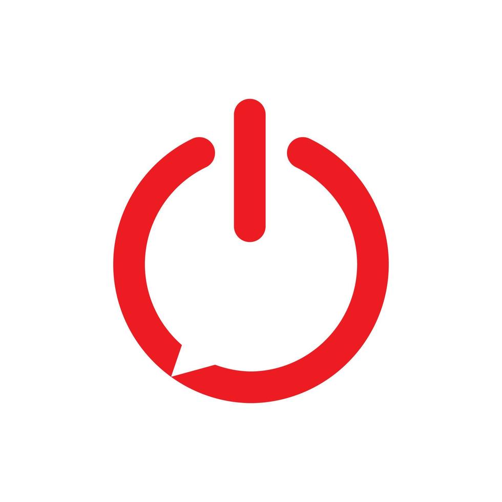 icône du bouton d'alimentation avec chat parler bulle logo symbole icône vecteur conception graphique illustration idée créative