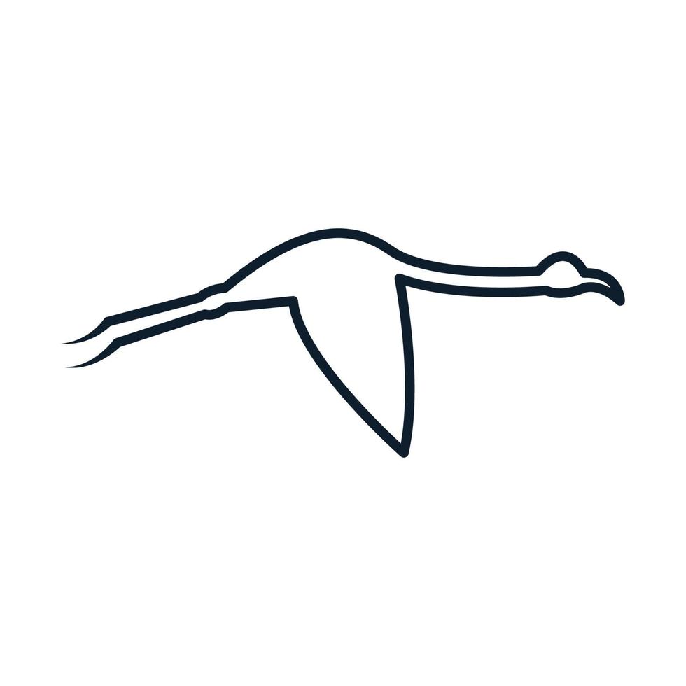 ligne minimaliste flamingo fly logo vector illustration design