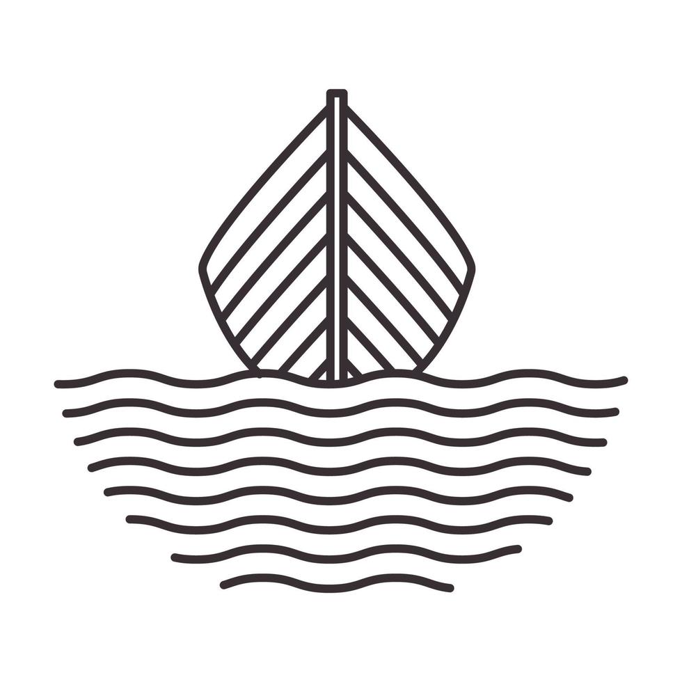 bois de bateau avec des lignes d'eau de mer hipster logo symbole vecteur icône illustration graphisme