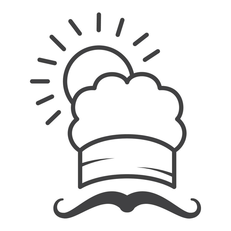 chapeau de chef avec des lignes de soleil logo symbole vecteur icône illustration graphisme