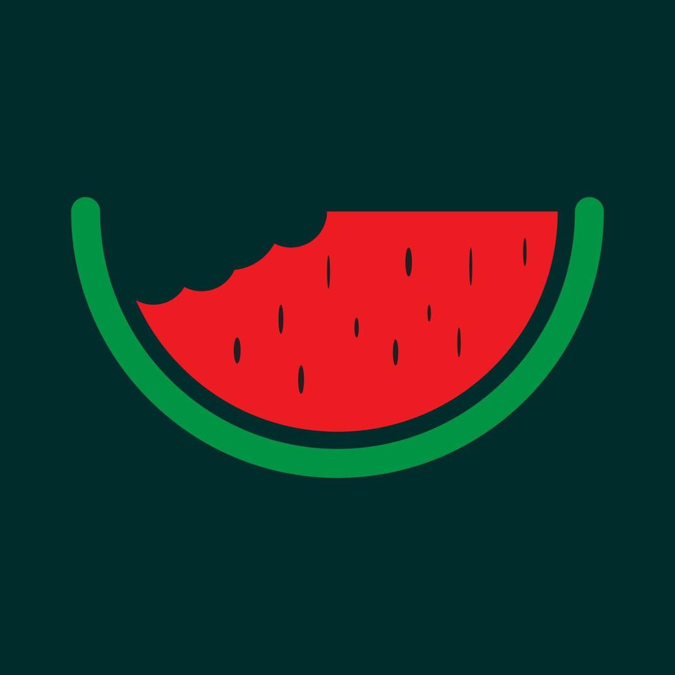 fruits frais pastèque morsure logo design vecteur symbole icône illustration