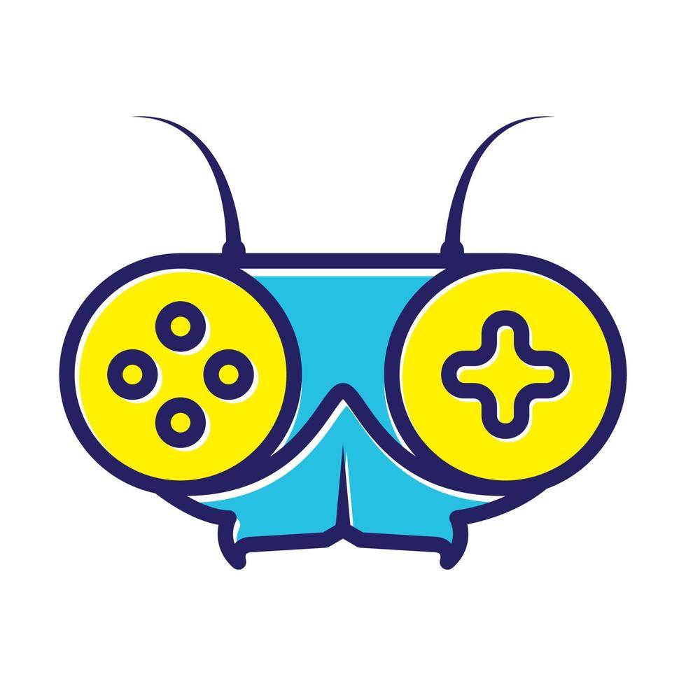 insecte avec joystick jeux logo vecteur icône illustration design