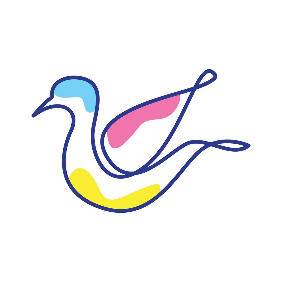 animal oiseau cygne ou oie lignes art coloré logo design vecteur symbole icône illustration