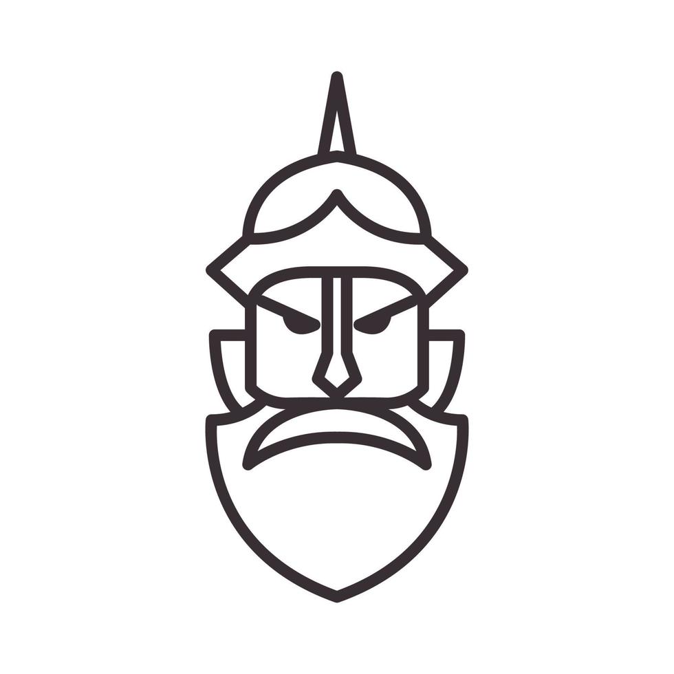 homme tête lignes japon guerrier logo vecteur symbole icône conception illustration