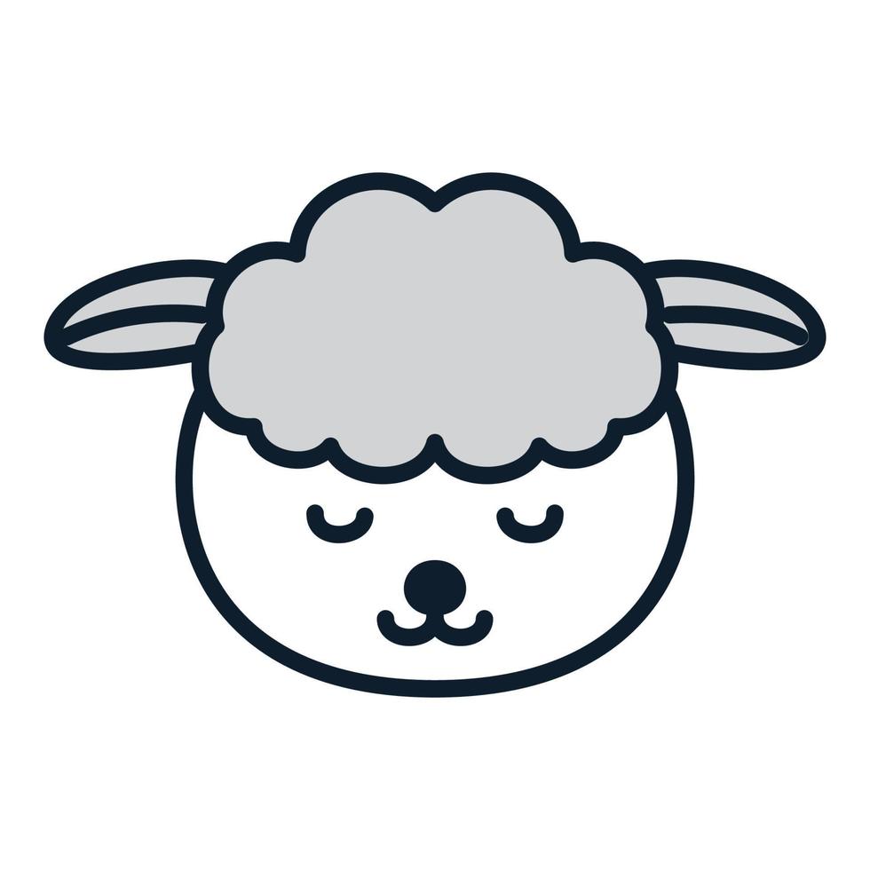 tête de mouton ou de chèvre dormir illustration vectorielle de logo de dessin animé mignon vecteur