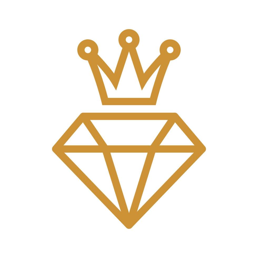 lignes d'or diamant avec couronne logo design vecteur icône symbole illustration