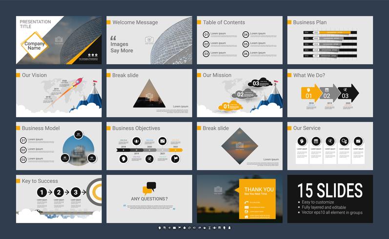 Modèle de diapositive de présentation pour votre entreprise avec des éléments infographiques. vecteur