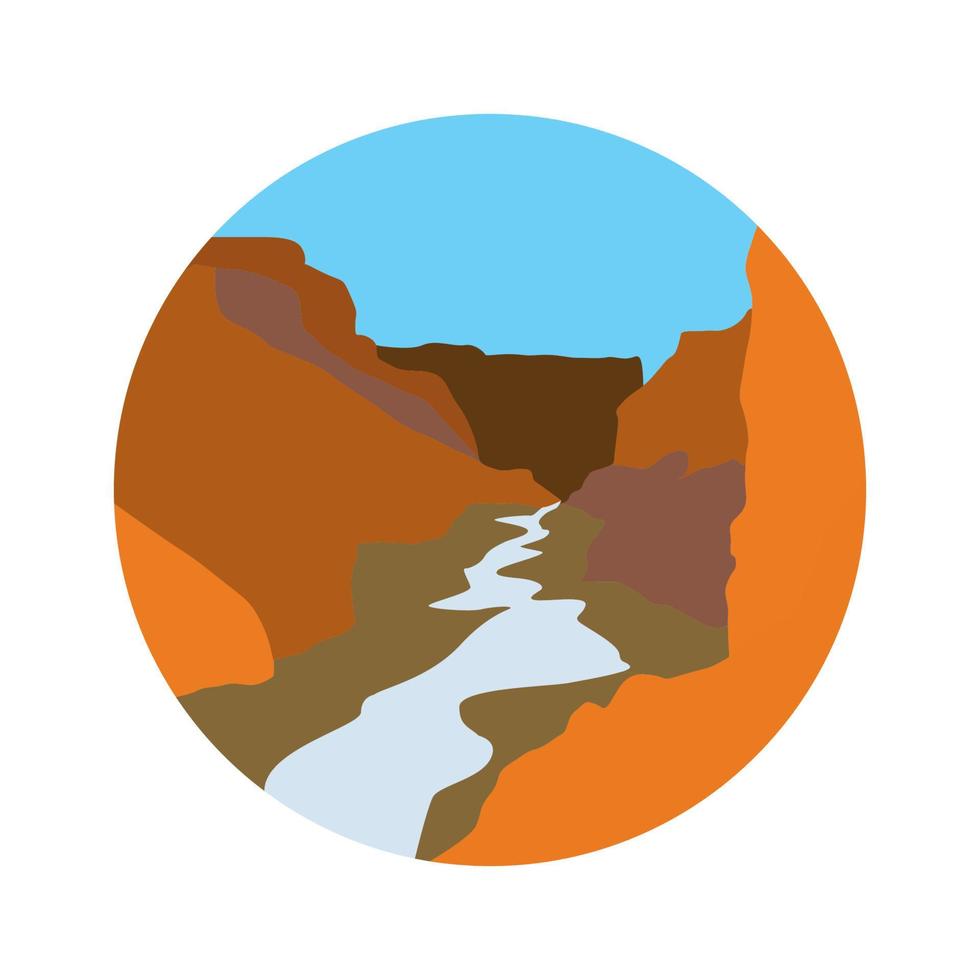 falaises du désert avec rivière paysage logo vecteur icône symbole conception graphique illustration