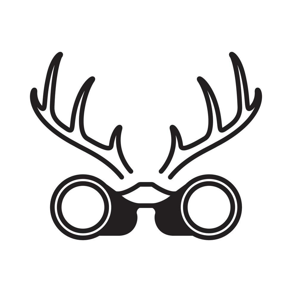 jumelles avec corne chasse logo design vecteur icône symbole illustration
