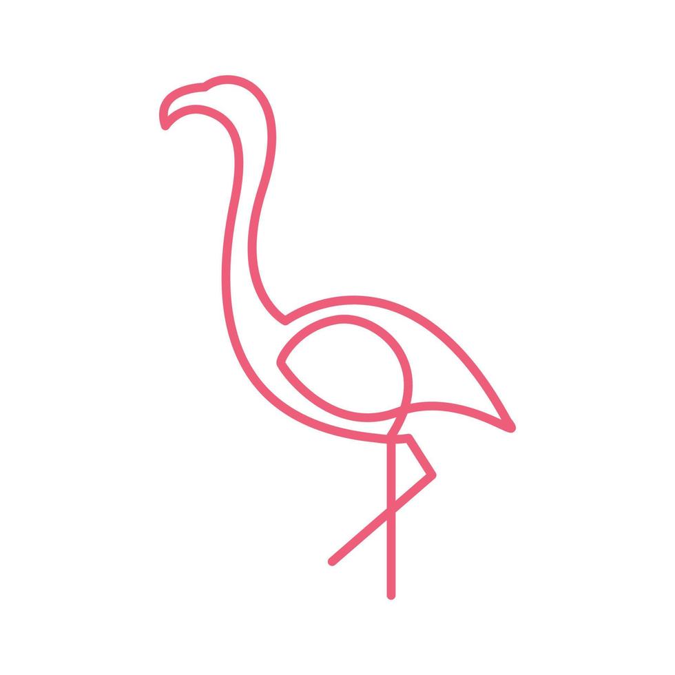 dessin au trait unique animal oiseau flamant rose logo vecteur icône symbole conception graphique illustration