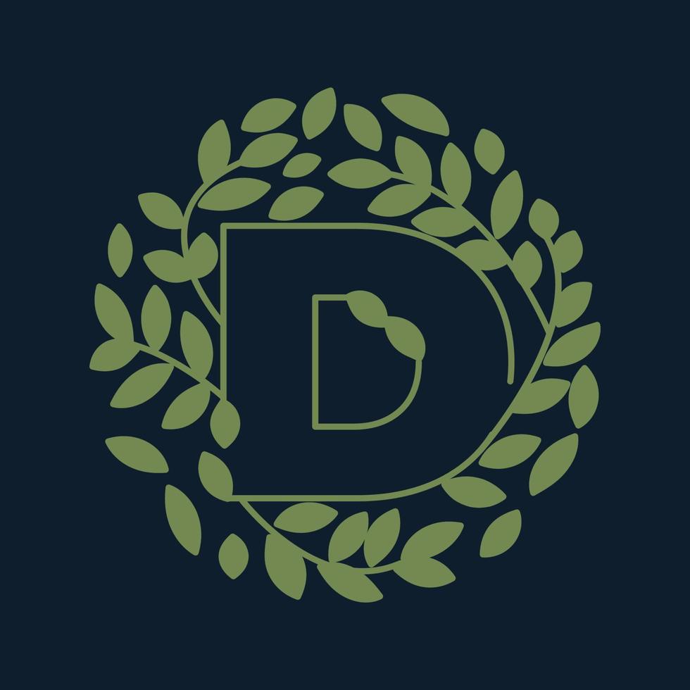 lettre d avec feuille vert jardin nature modèle ornement logo vecteur icône design