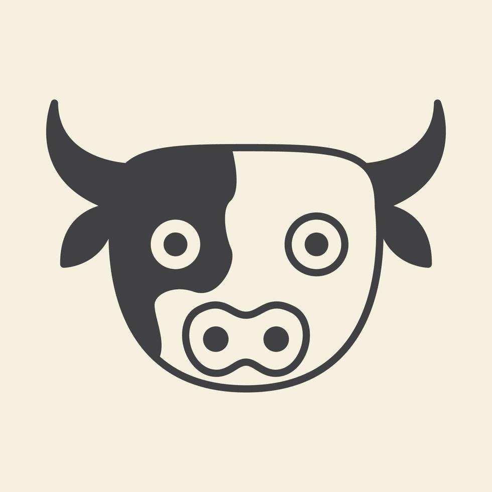 tête d'animal vache mignon logo vecteur icône symbole conception graphique illustration