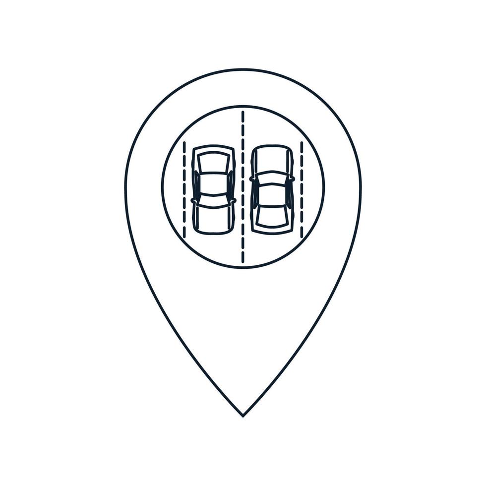 voiture de ligne de position de stationnement avec cartes de localisation logo vecteur icône conception