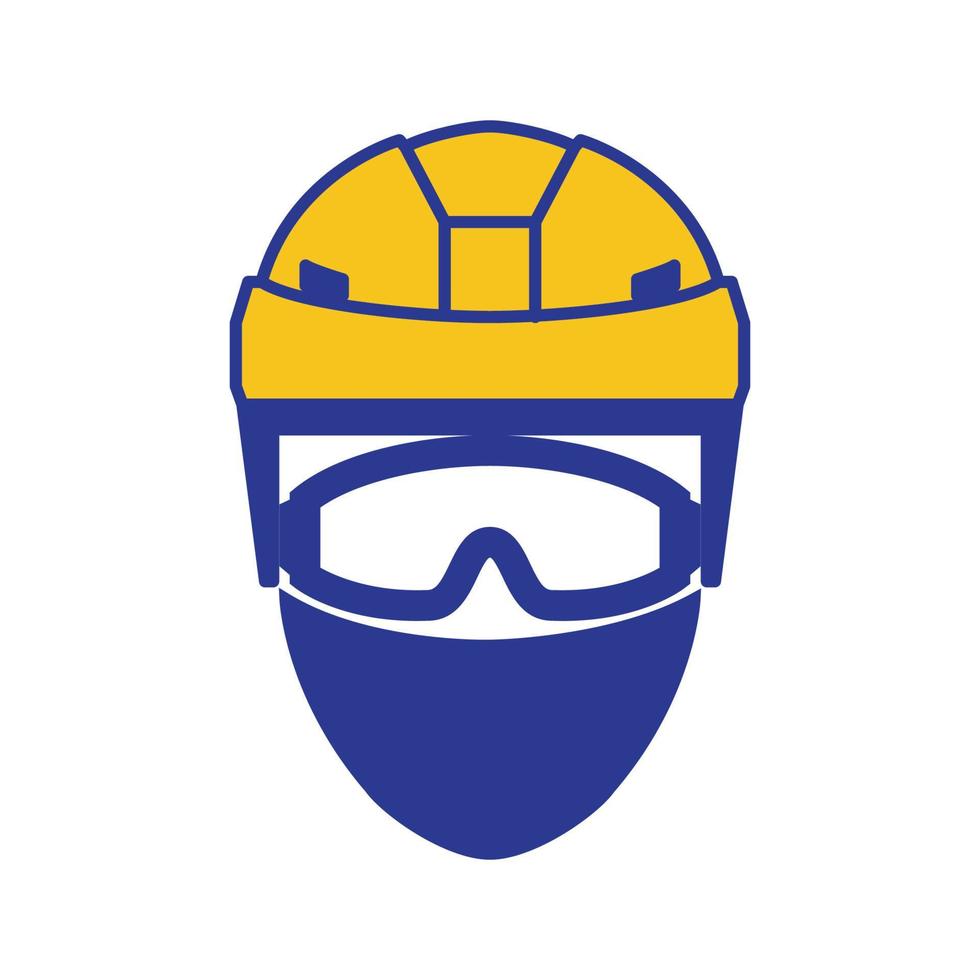 joueur de tête hockey sur glace avec masque logo symbole icône vecteur conception graphique illustration idée créative