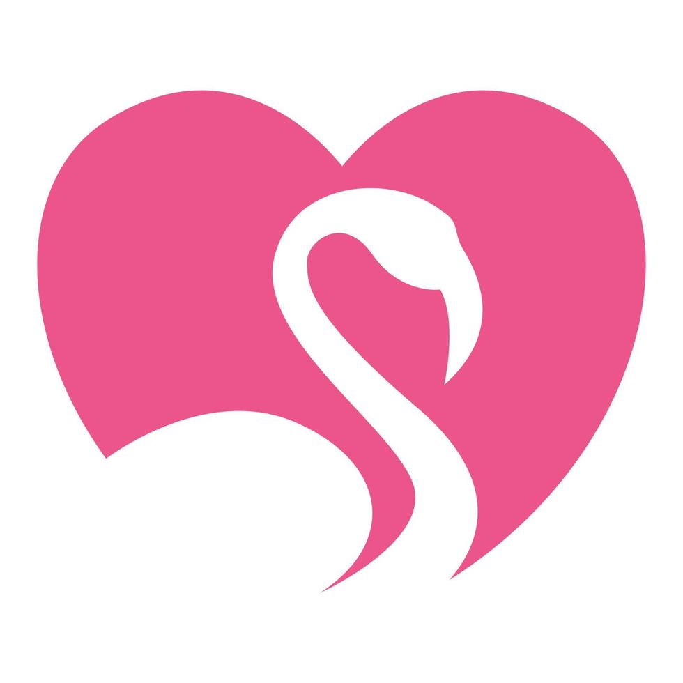 forme d'amour de coeur avec conception d'illustration d'icône de vecteur de logo de cygne