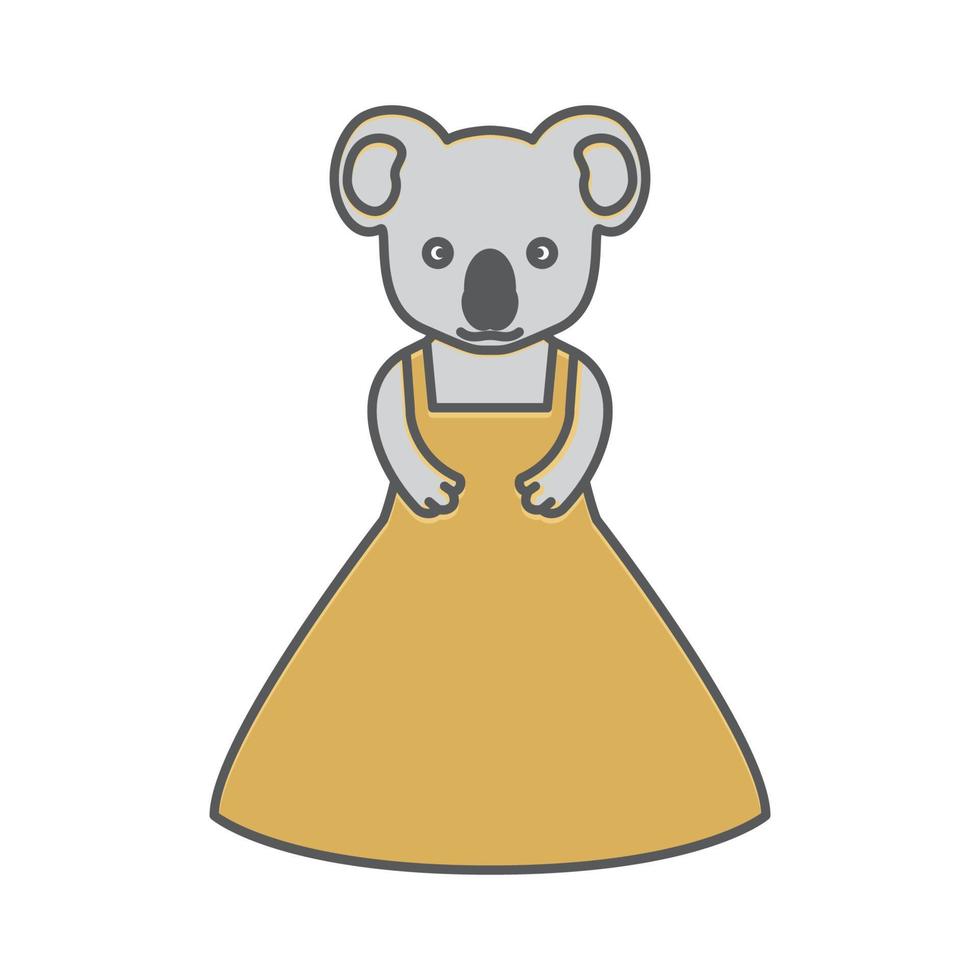 koala de dessin animé mignon avec illustration de robe vecteur