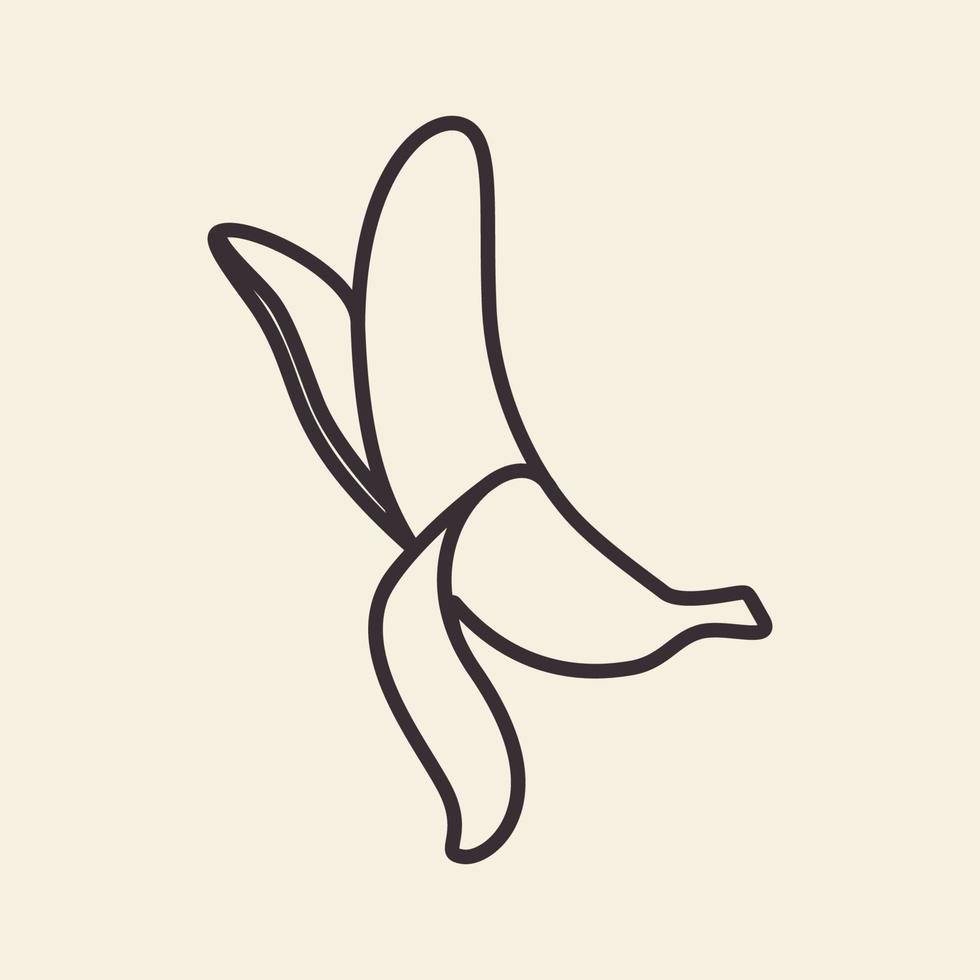 banane fruit simple ouvert lignes logo design vecteur icône symbole illustration