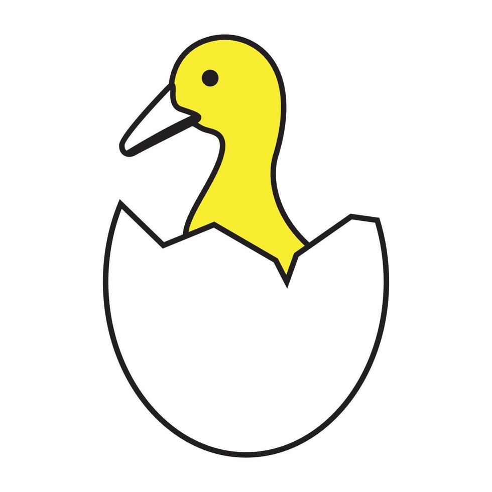 Oeuf avec mignon petit canard logo symbole vecteur icône illustration graphisme