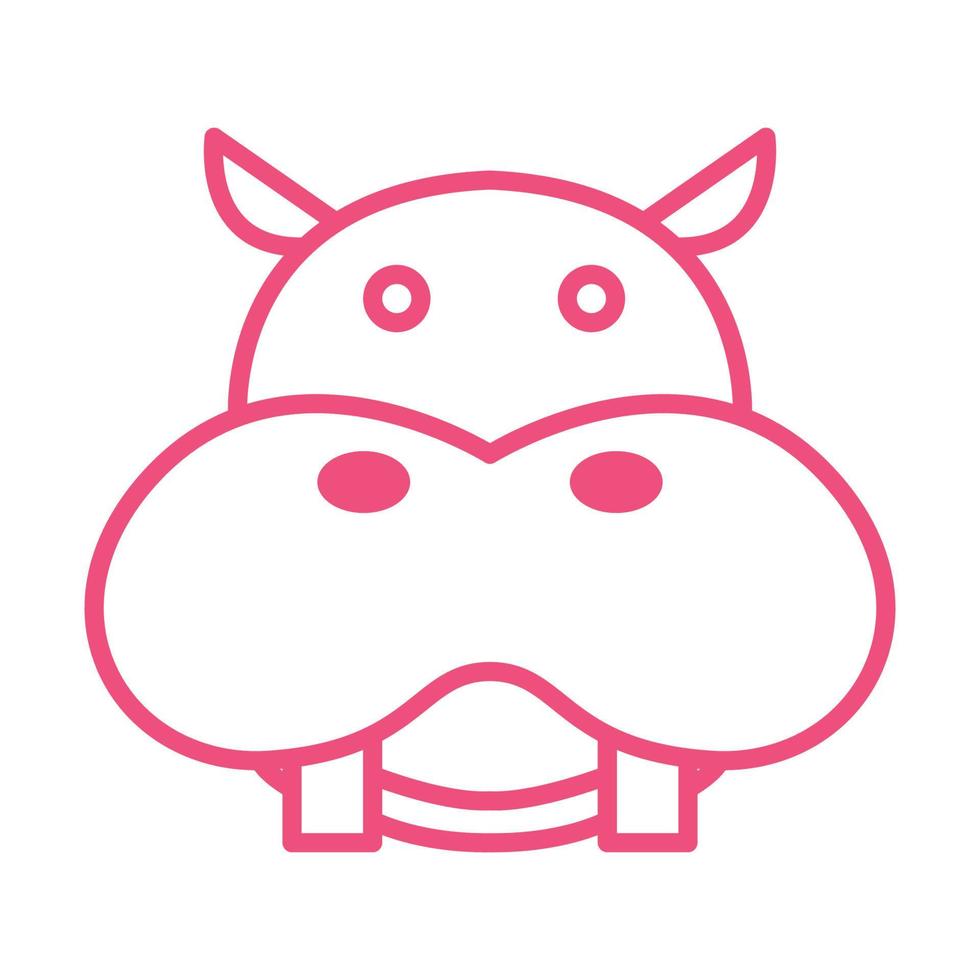 lignes mignon dessin animé tête hippopotame logo symbole vecteur icône illustration graphisme