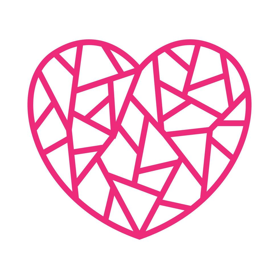 lignes de mosaïque rose amour logo vecteur symbole icône illustration de conception