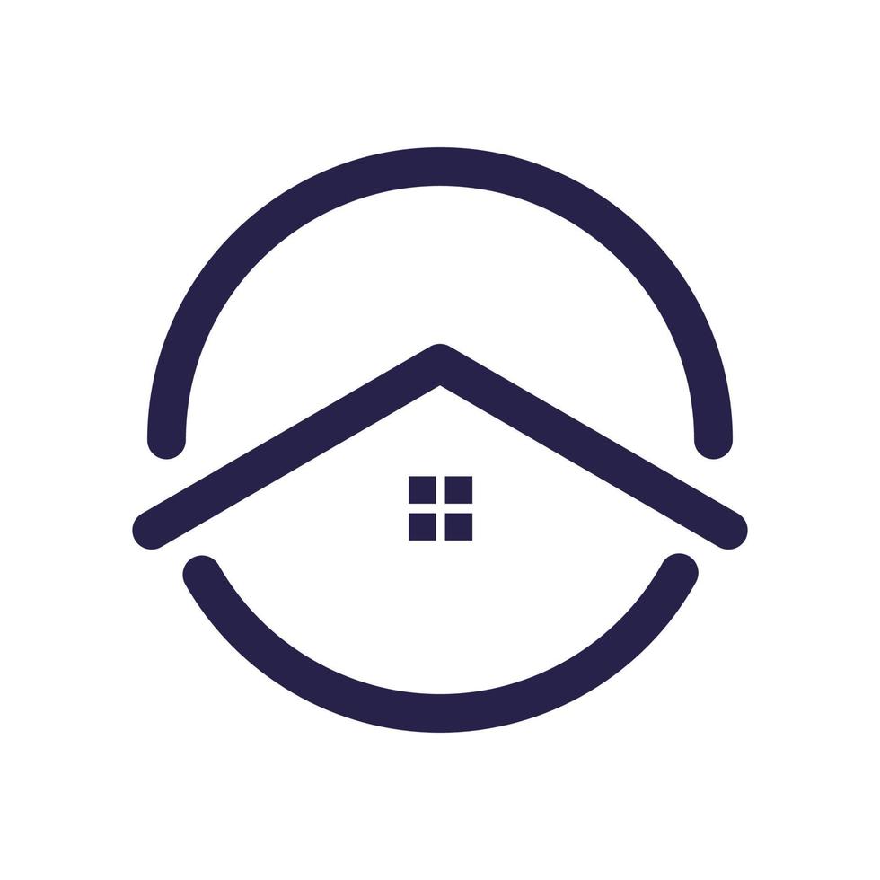 cercle rond simple avec toit maison logo symbole icône vecteur conception graphique illustration idée créative