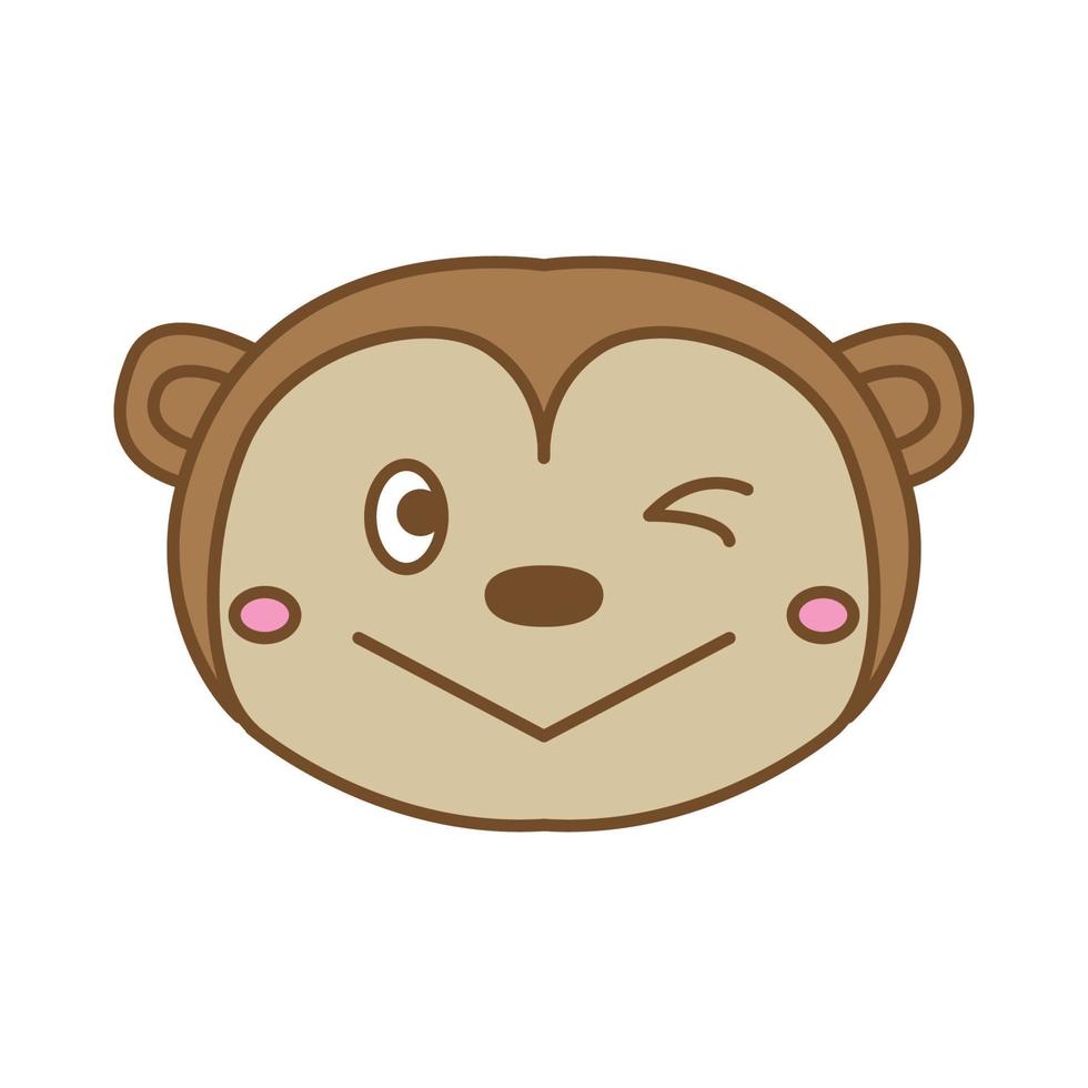 tête de singe ou de singe sourire illustration vectorielle de logo de dessin animé mignon vecteur