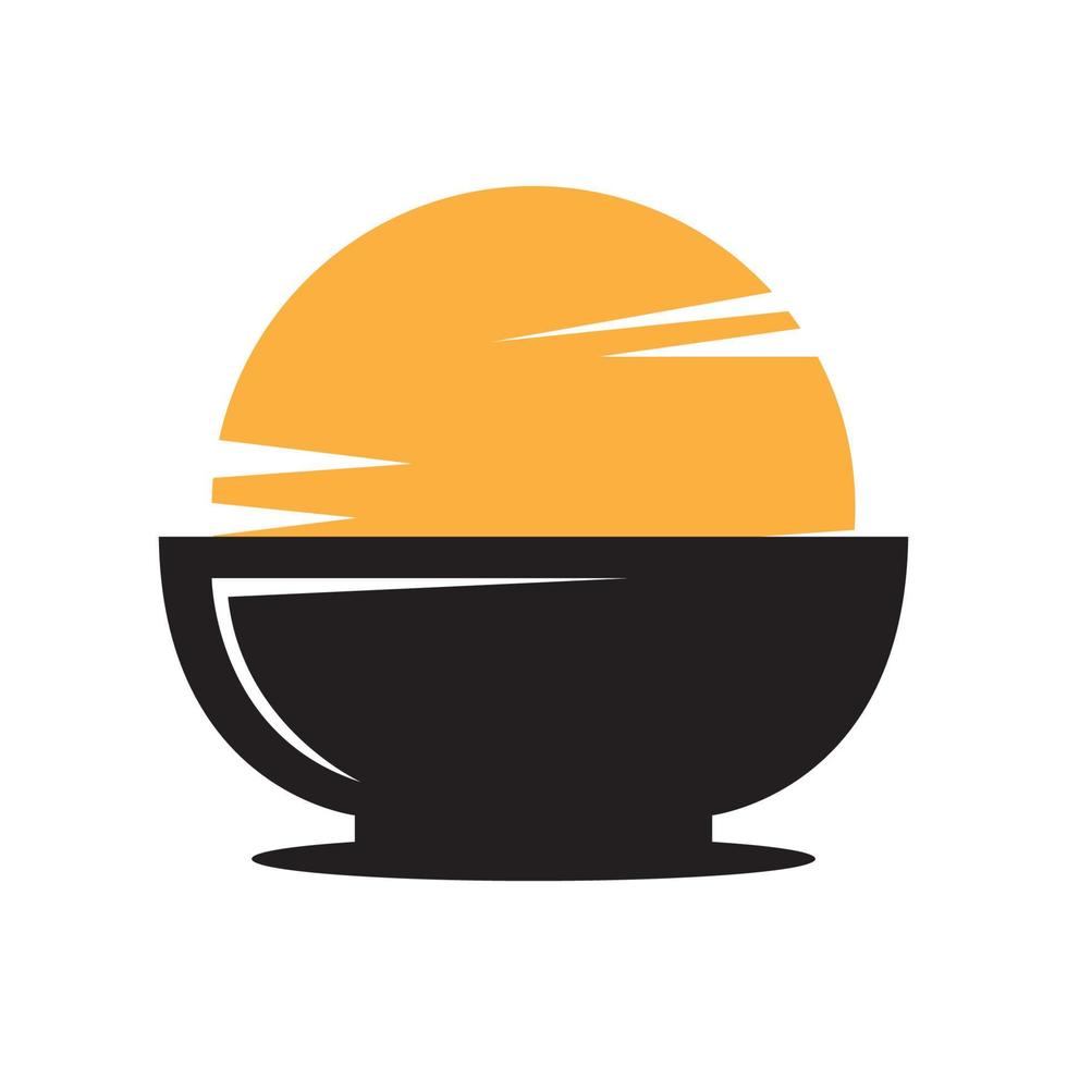 coucher de soleil avec bol logo simple moderne vecteur icône illustration design