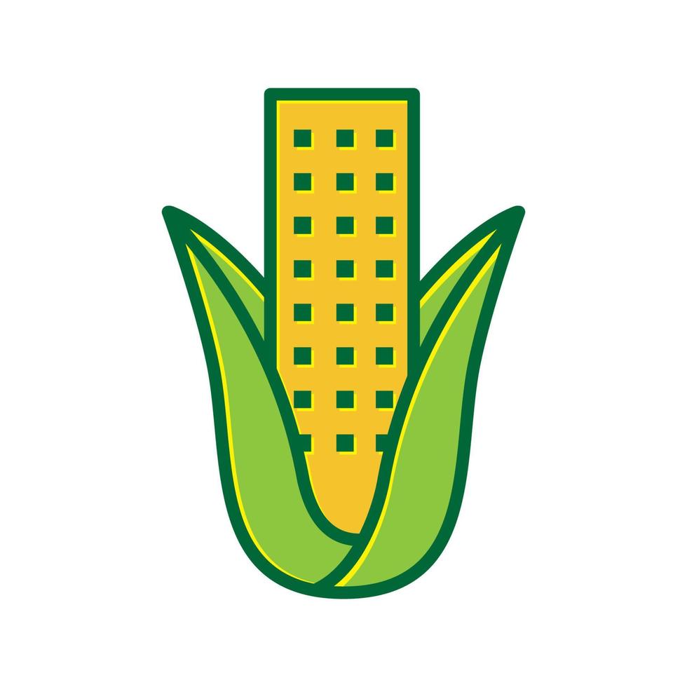 maïs avec illustration de symbole d'icône de vecteur de conception de logo de ville