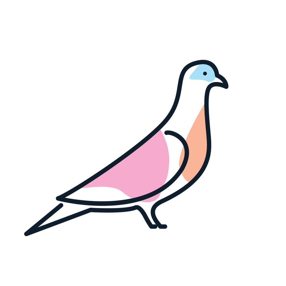 colombe ou ligne de pigeon logo coloré abstrait conception d'illustration vectorielle vecteur