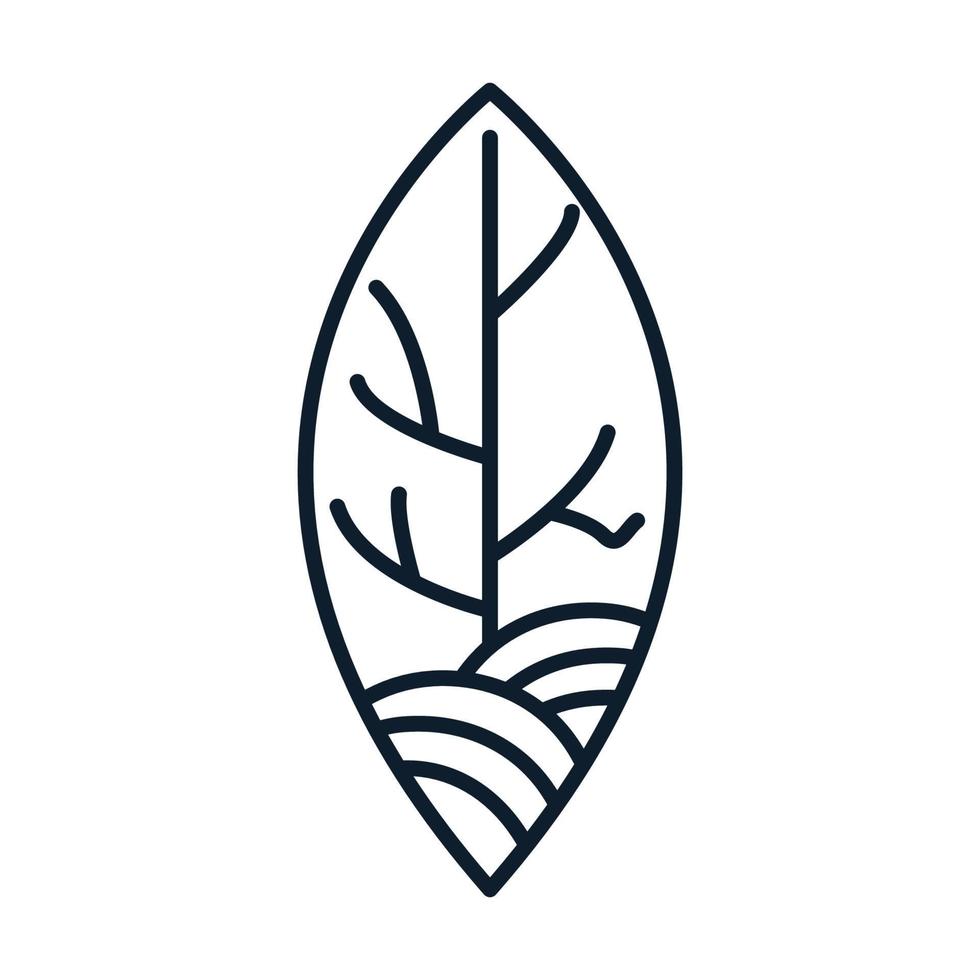 feuille avec la ligne d'ornement de la nature logo moderne conception d'illustration vectorielle vecteur