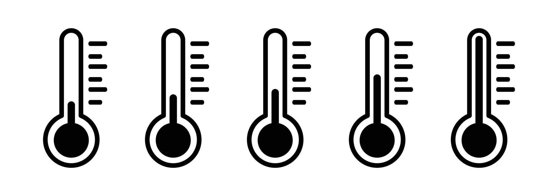 jeu d'icônes de température. signe météorologique. symbole d'échelle de température. vecteur