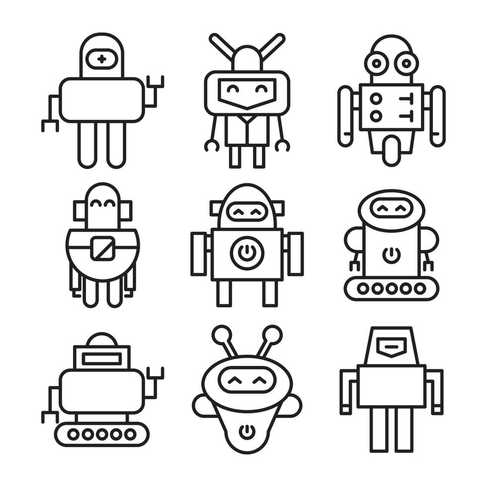 ensemble d'avatars de robots vecteur