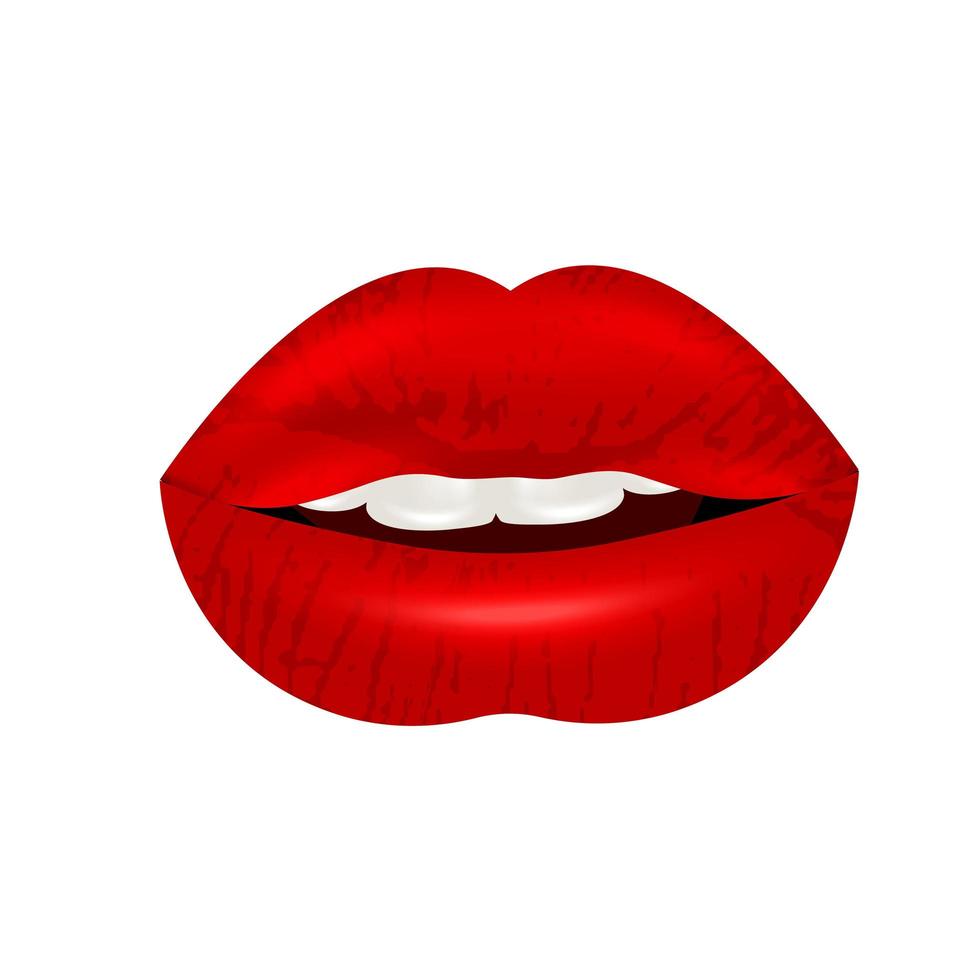 belles lèvres rouges isolés sur fond blanc. conception 3D. illustration vectorielle. vecteur