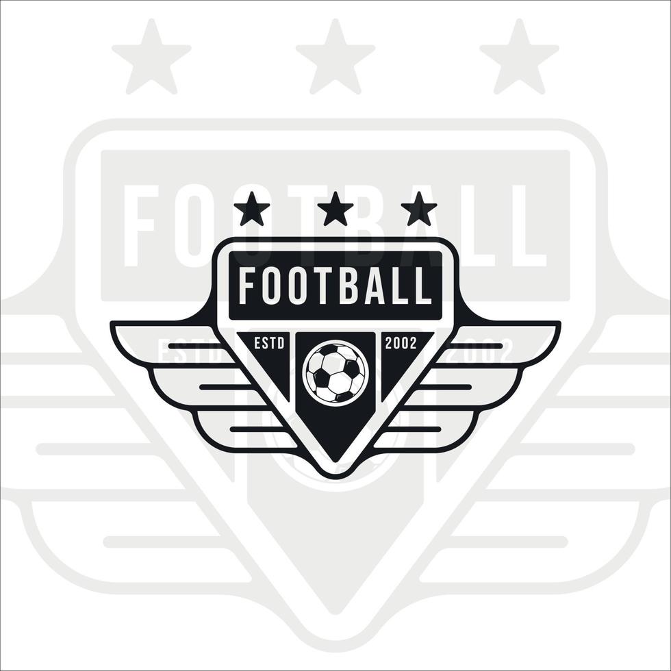 logo de football ou de football design graphique d'icône de modèle d'illustration vectorielle vintage. emblème rétro sport avec badge et typographie vecteur