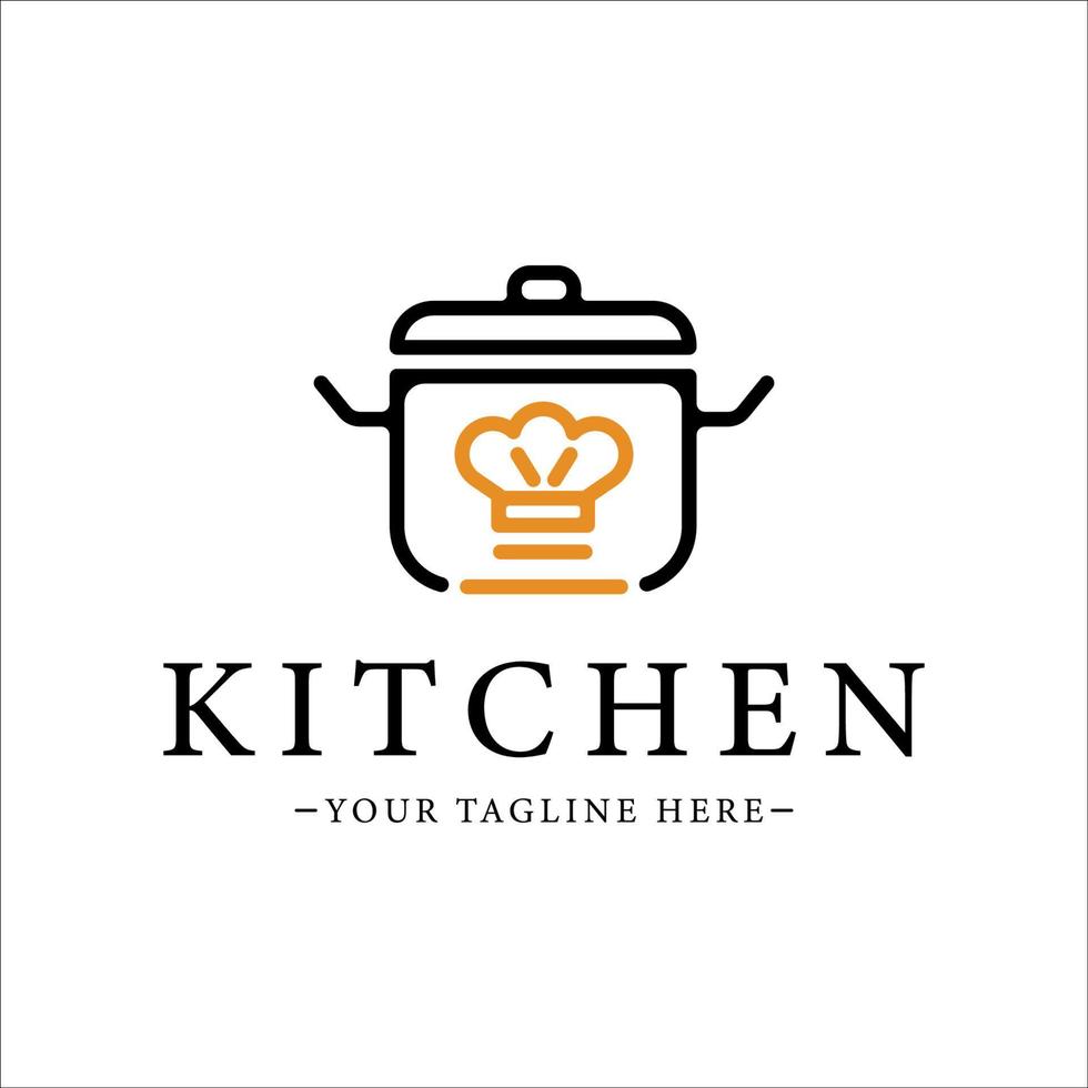 casserole de set de cuisine logo dessin au trait illustration vectorielle modèle icône conception graphique vecteur