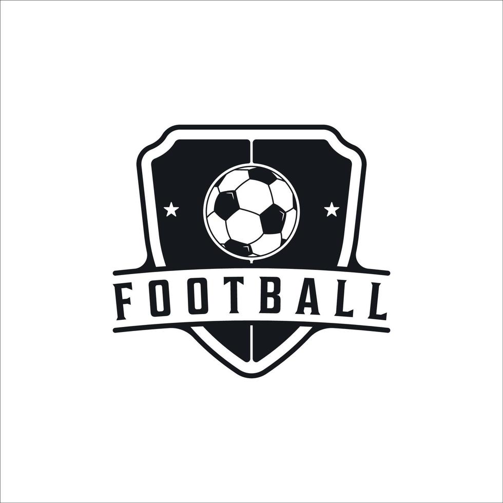 logo de football ou de soccer modèle d'illustration vectorielle vintage conception graphique d'icône. emblème rétro sport avec insigne de bouclier et typographie vecteur