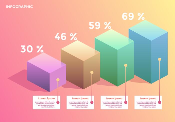 3D Box Chart Infographic Elements Vector